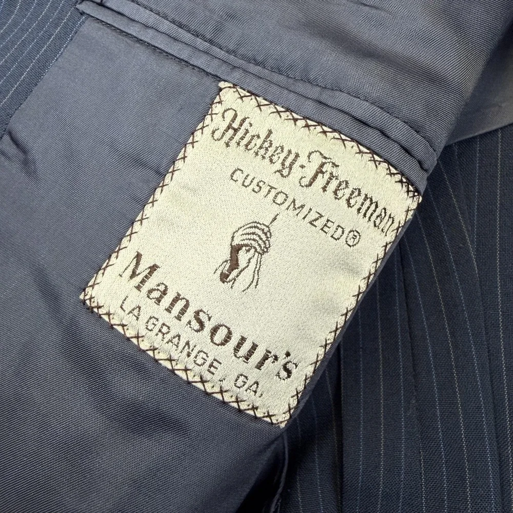 Hickey‎ Freeman Blazer Mens 44 Regular Blue Pinstripe Two Button Suit Jacket